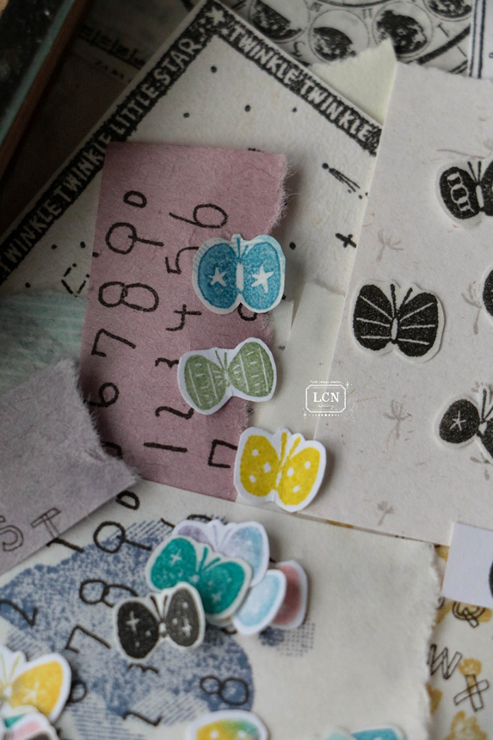 Lin Chia Ning Wooden Rubber Stamp Set - Butterflies