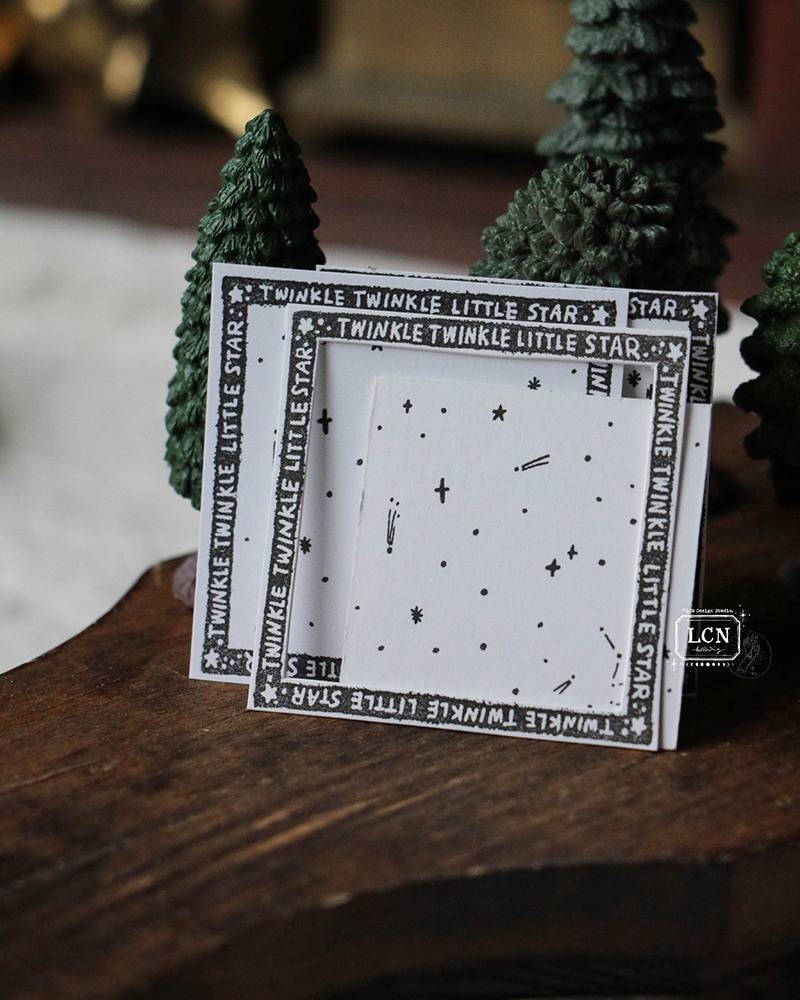 Lin Chia Ning Wooden Rubber Stamp - Frame Twinkle Stars