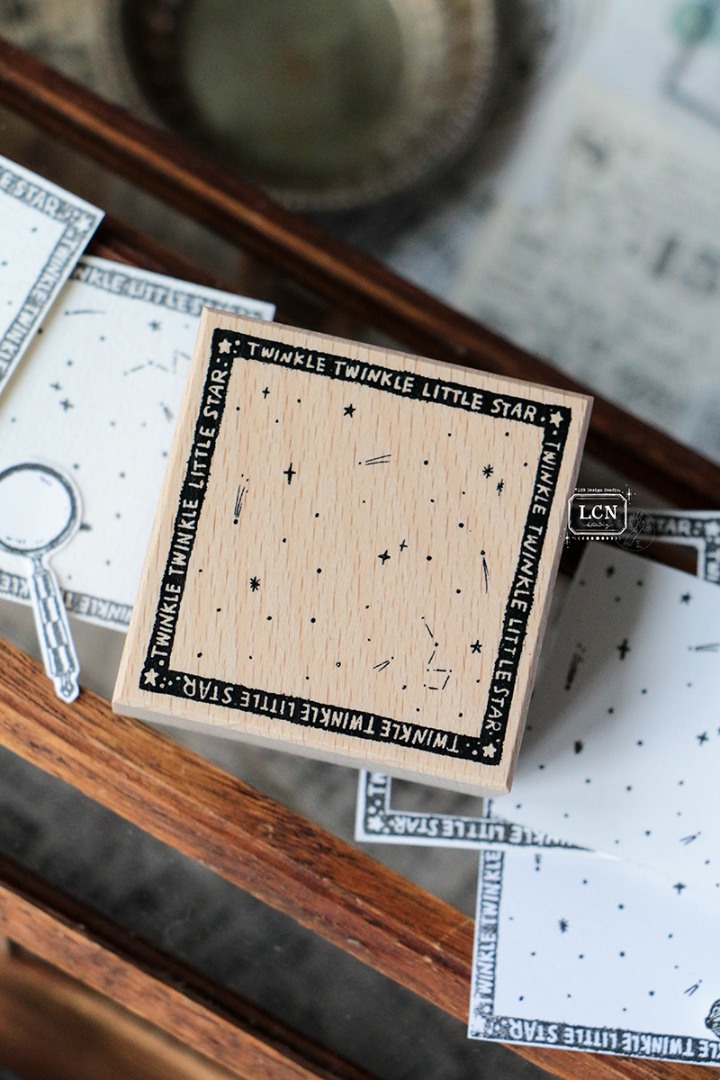 Lin Chia Ning Wooden Rubber Stamp - Frame Twinkle Stars