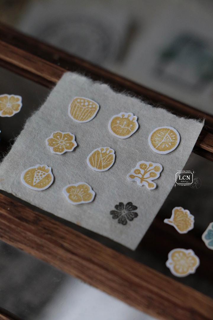 Lin Chia Ning Wooden Rubber Stamp Set - Wagashi Flowers