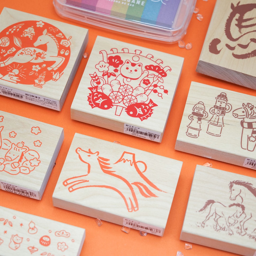 Kodomo no Kao 2026 Horse Wooden Rubber Stamp - Atelier Naco