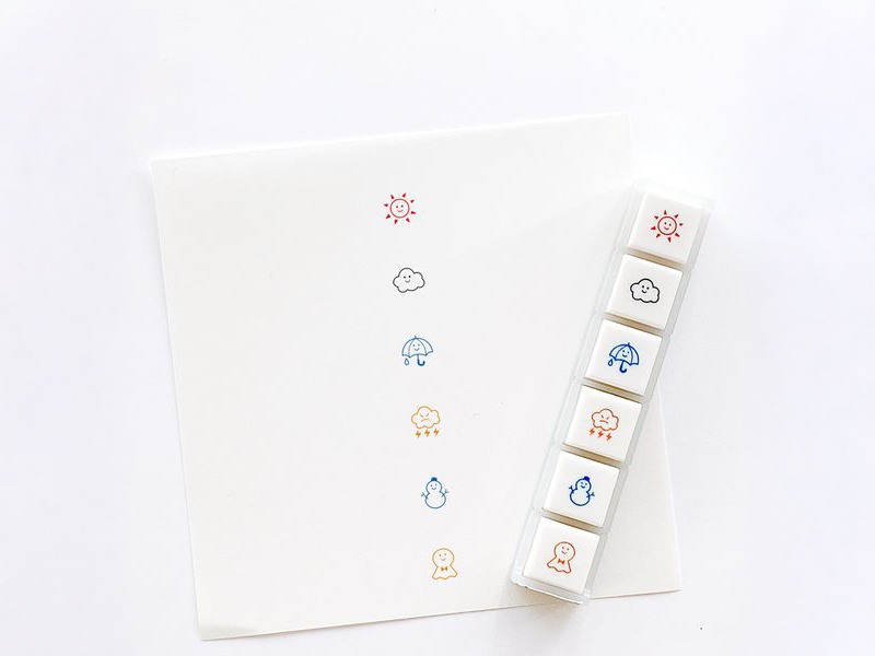 Kodomo no Kao Pochitto6 Push-Button Stamp - Weather Log