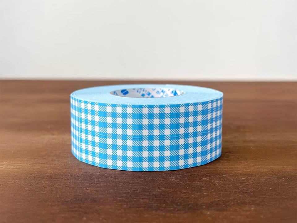 Stamp Marche Label Sticker Gingham Check - Blue