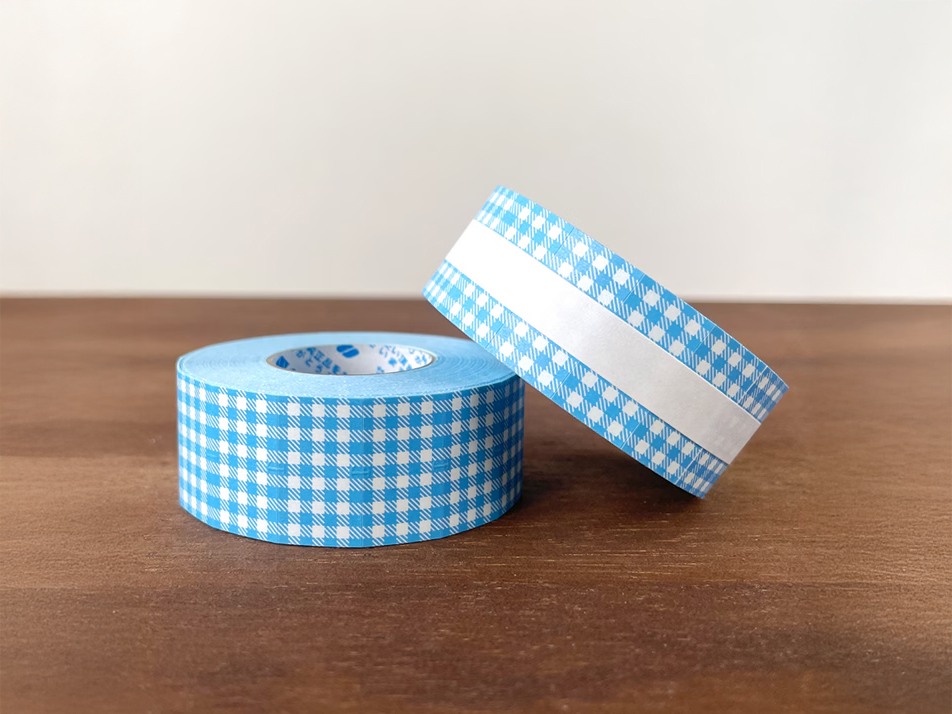 Stamp Marche Label Sticker Gingham Check - Blue