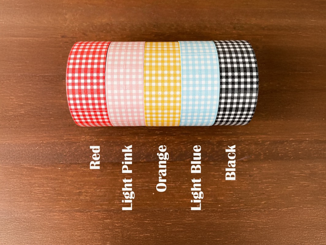 Stamp Marche Label Sticker Gingham Check - Blue