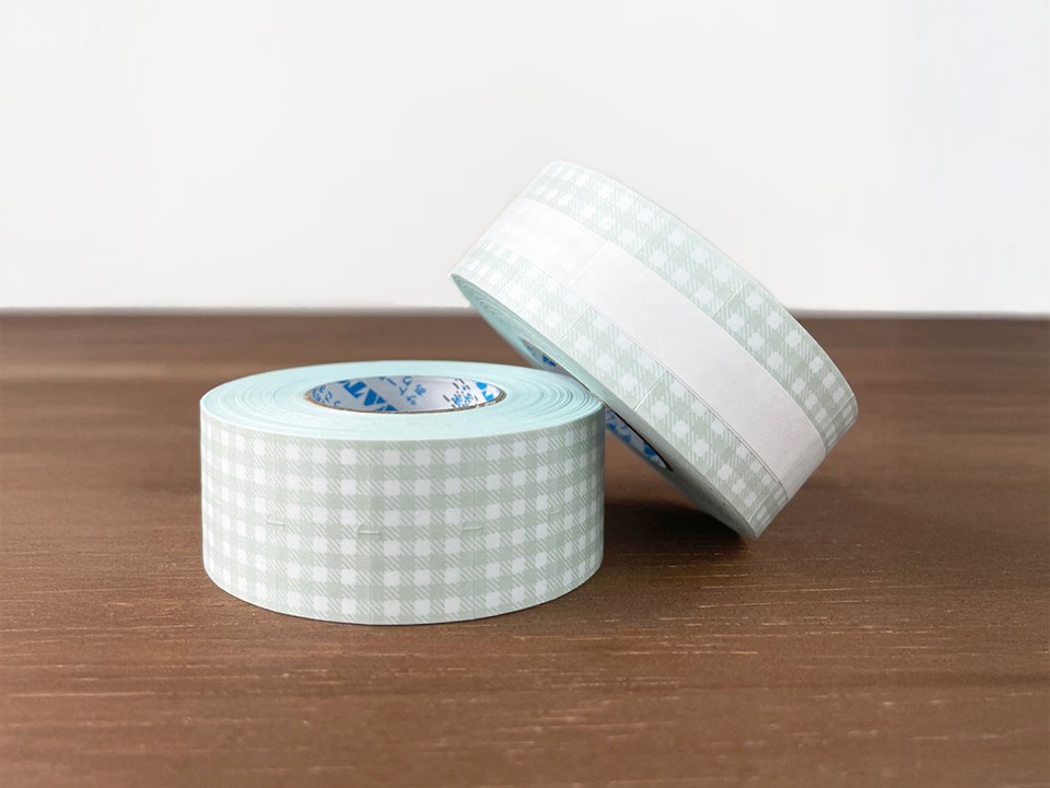 Stamp Marche Label Sticker Gingham Check - Gray