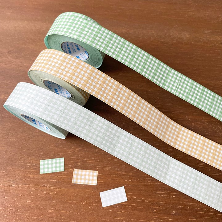 Stamp Marche Label Sticker Gingham Check - Dusty Green