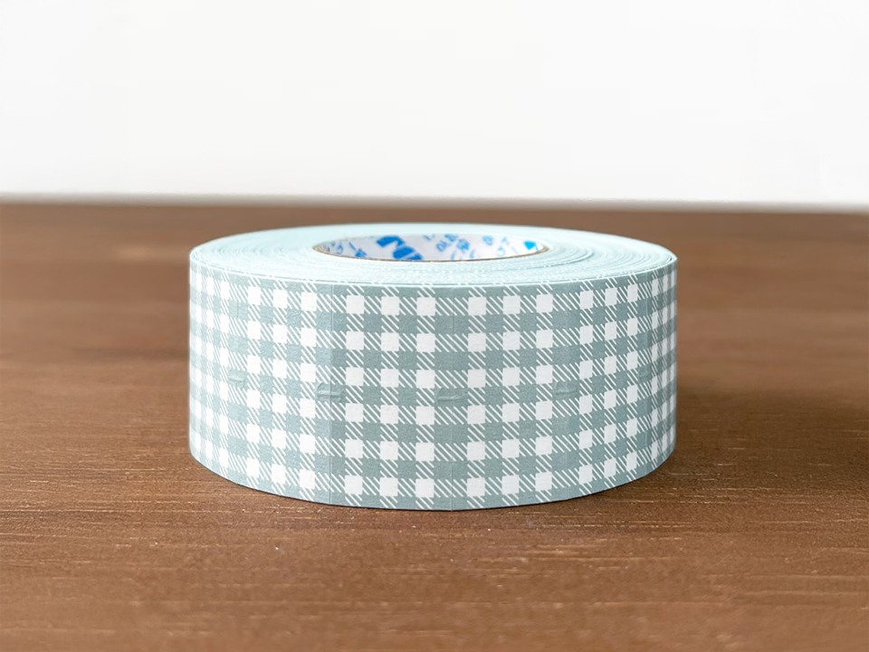 Stamp Marche Label Sticker Gingham Check - Dusty Blue