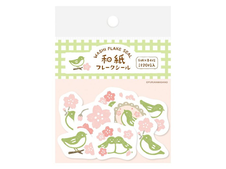 Furukawa Sticker Flakes QSA353 - Cherry Blossoms And Birds