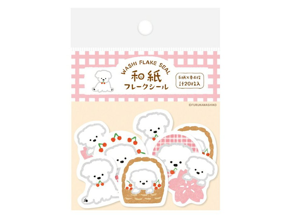 Furukawa Sticker Flakes QSA354 - Cherry Blossoms And White Dog