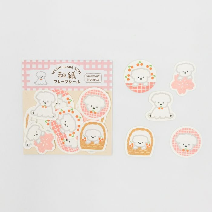 Furukawa Sticker Flakes QSA354 - Cherry Blossoms And White Dog