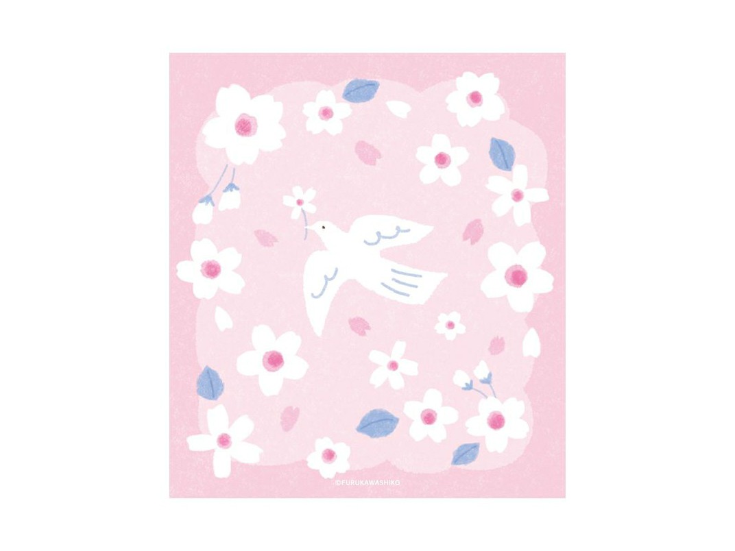 Furukawa Memo Pad LM387 - Cherry Blossom And White Bird