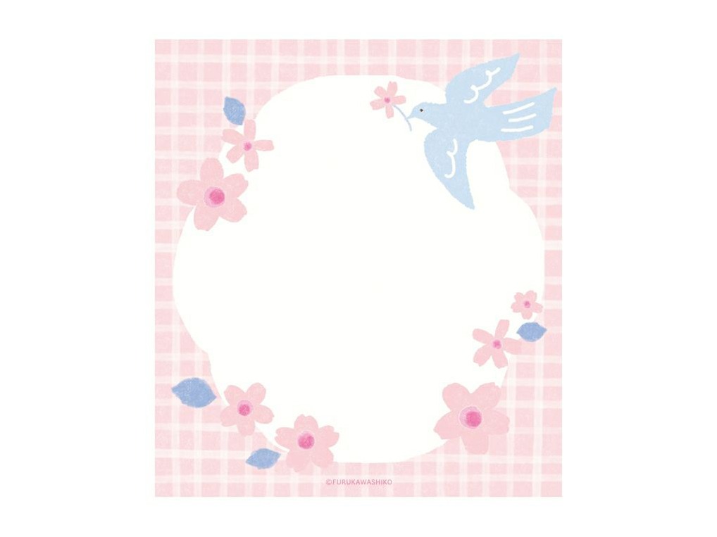 Furukawa Memo Pad LM387 - Cherry Blossom And White Bird
