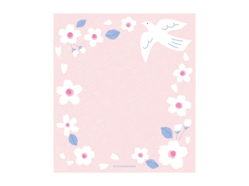 Furukawa Memo Pad LM387 - Cherry Blossom And White Bird