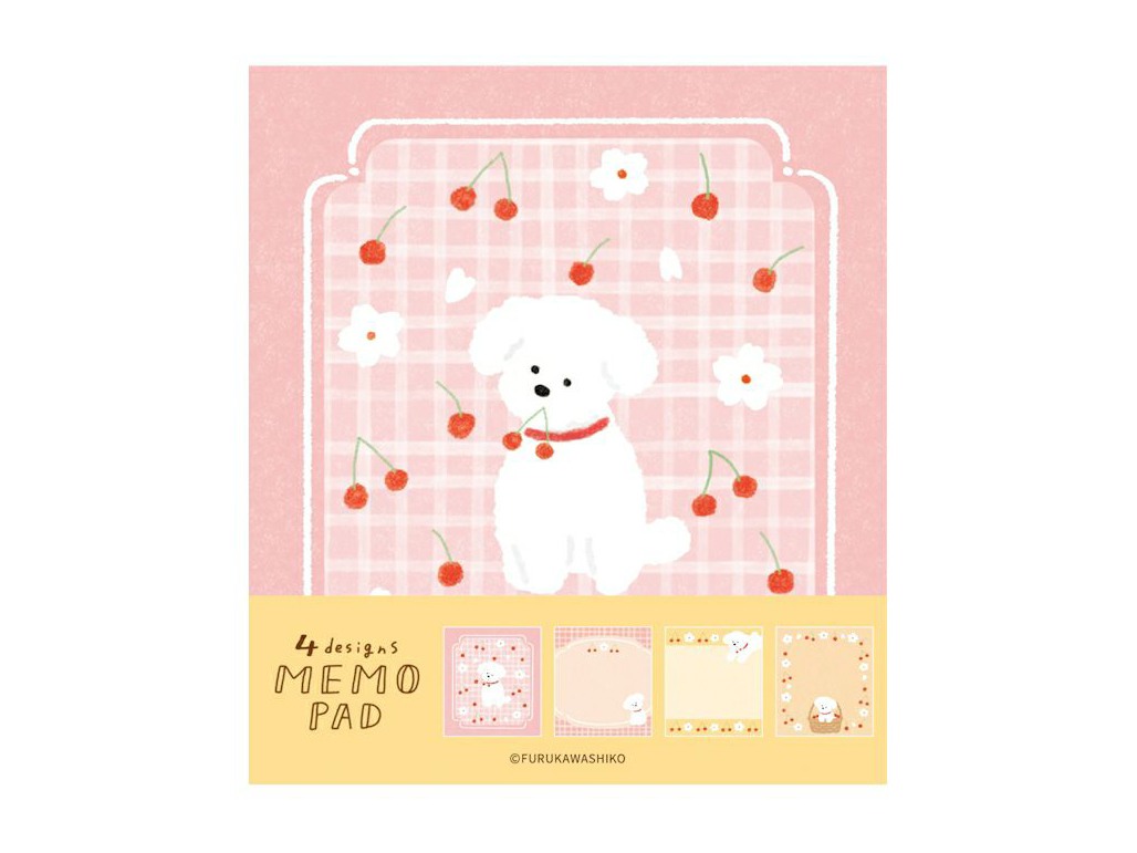 Furukawa Memo Pad LM388 - Cherries and White Dog