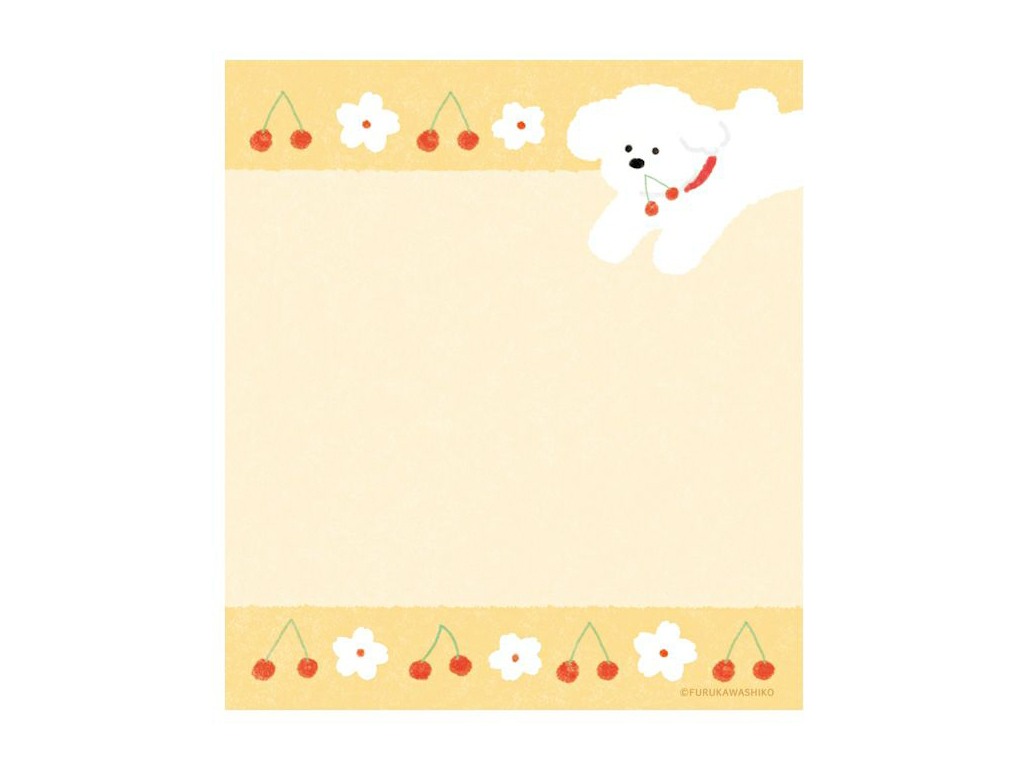 Furukawa Memo Pad LM388 - Cherries and White Dog