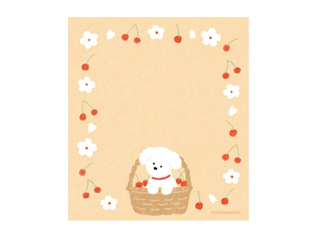 Furukawa Memo Pad LM388 - Cherries and White Dog