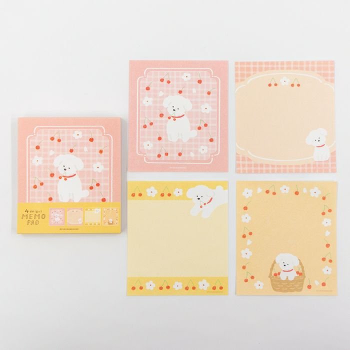 Furukawa Memo Pad LM388 - Cherries and White Dog
