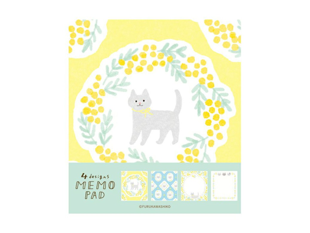 Furukawa Memo Pad LM389 - Mimosa And Cat