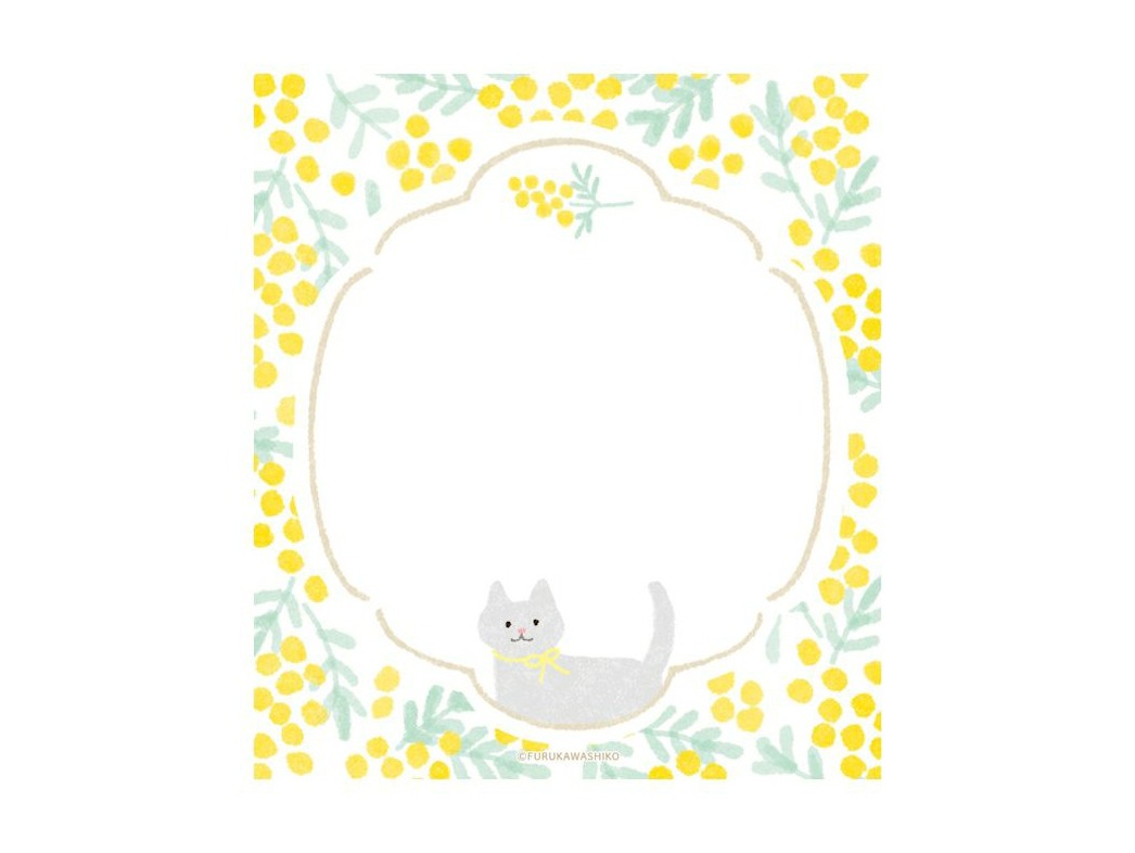 Furukawa Memo Pad LM389 - Mimosa And Cat