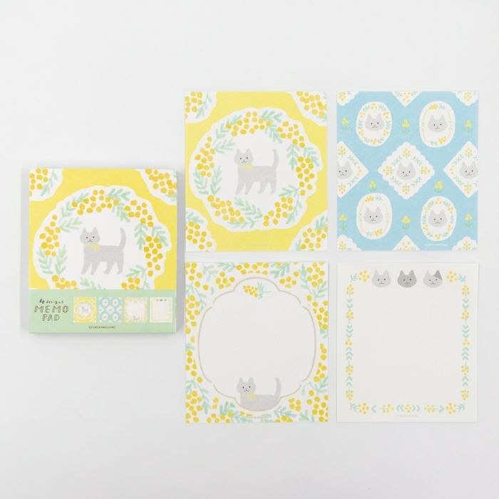 Furukawa Memo Pad LM389 - Mimosa And Cat
