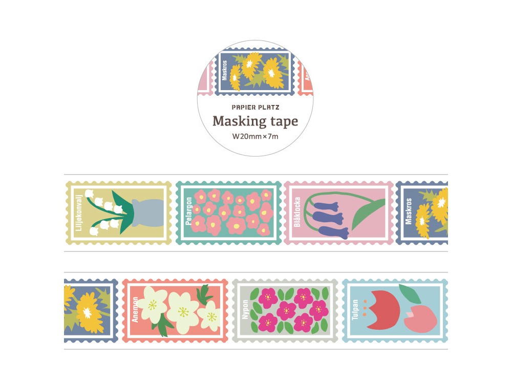 Papier Platz Washi Tape - Flower Stamps