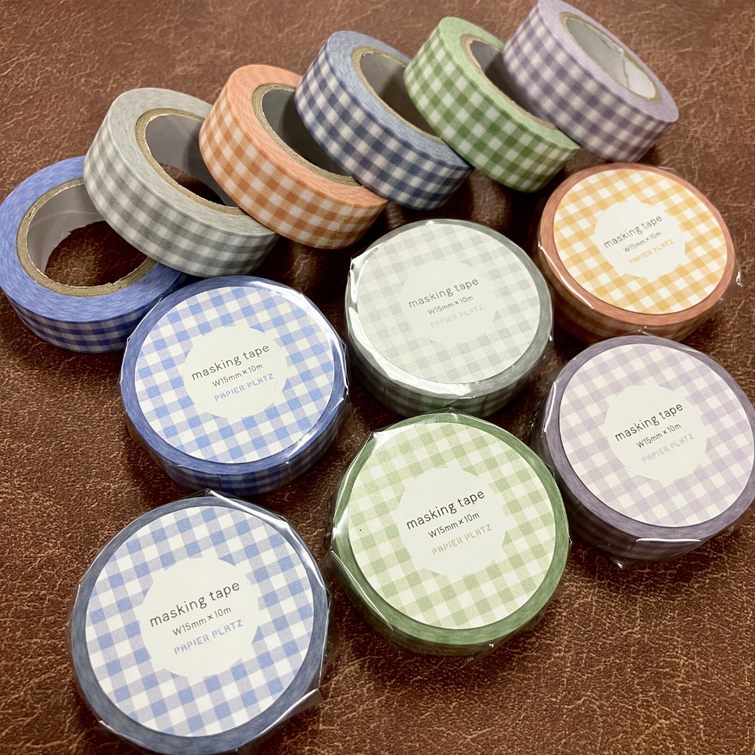 Papier Platz Washi Tape Gingham Check - Orange