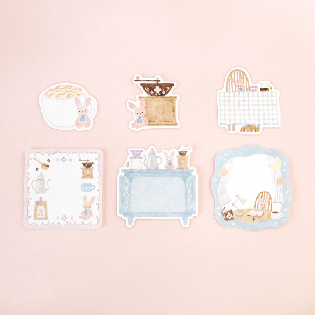 Papier Platz x Nakauchi Waka Flake Stickers - Rabbit and Coffee
