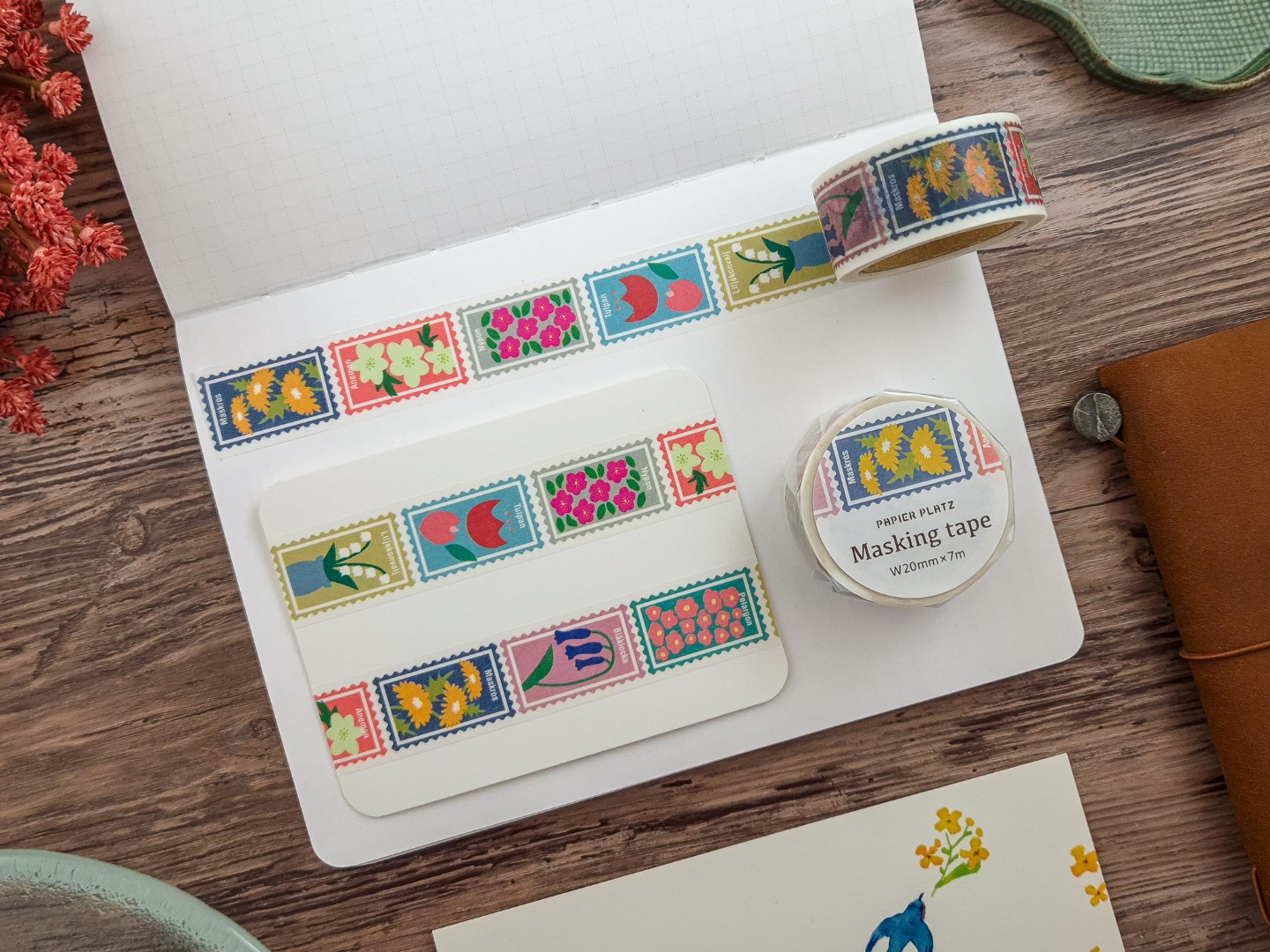 Papier Platz Washi Tape - Flower Stamps