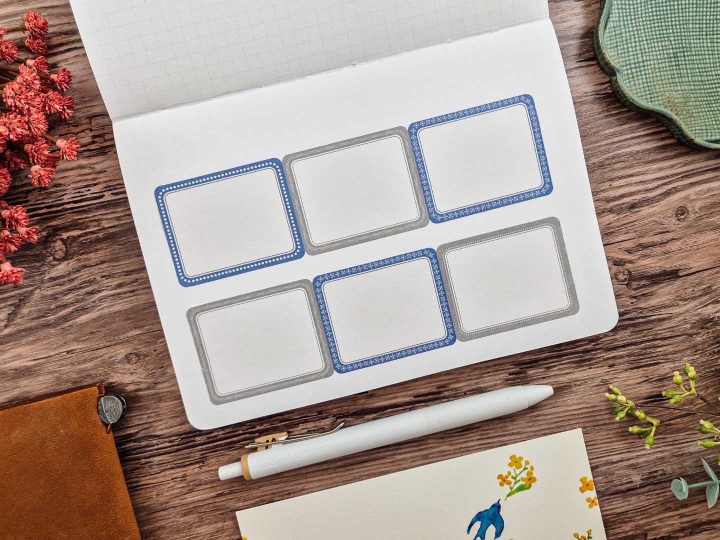 Papier Platz Rolled Sticky Notes - Classic Frame Blue