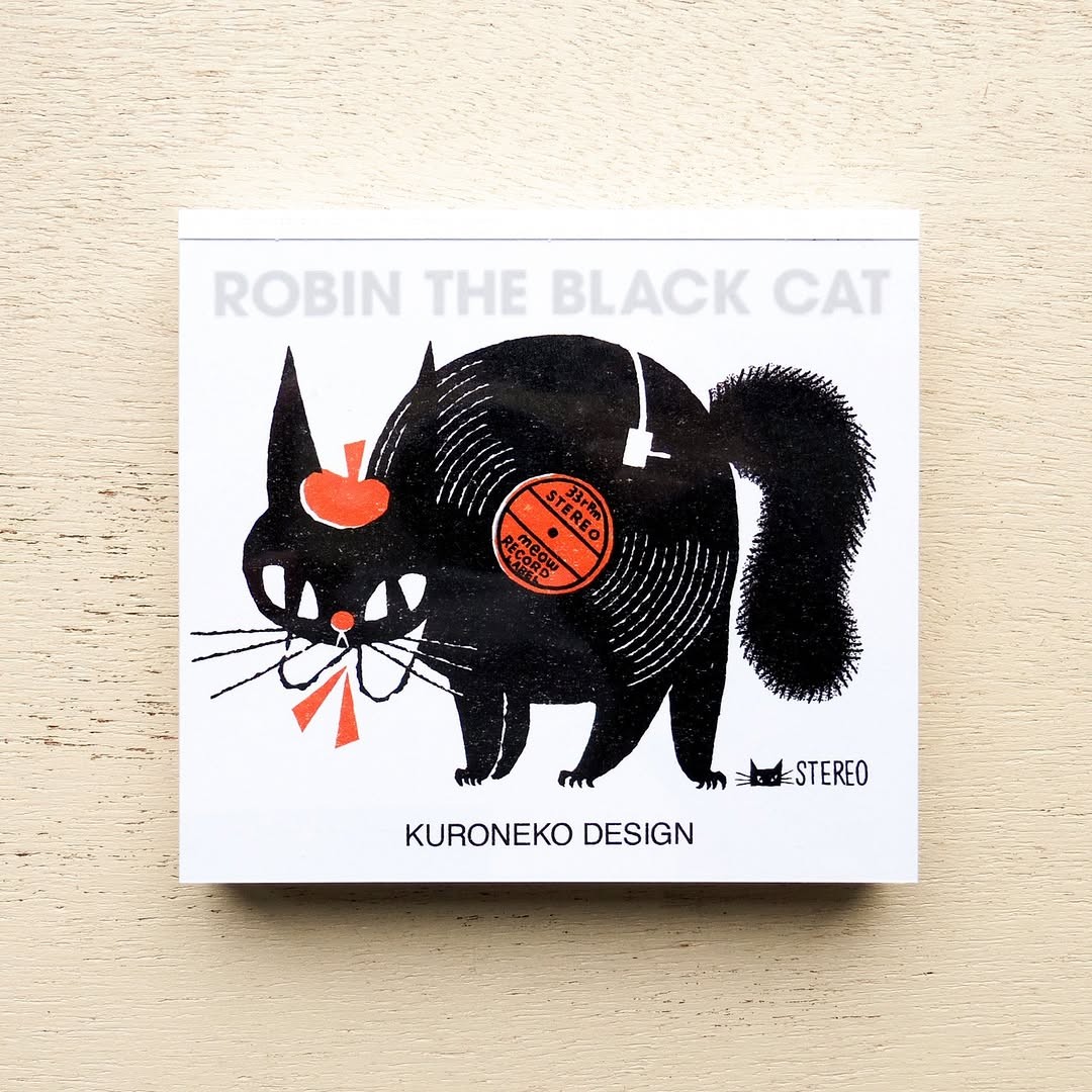 Cozyca x Kuro Neko Isho Memo Pad - Robin The Black Cat