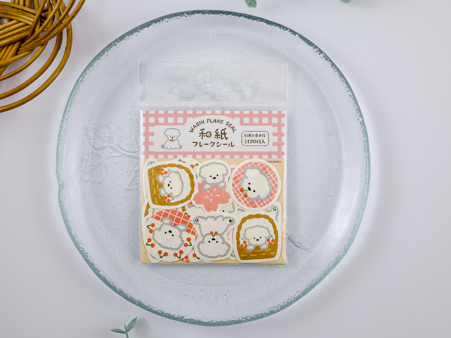 Furukawa Sticker Flakes QSA354 - Cherry Blossoms And White Dog