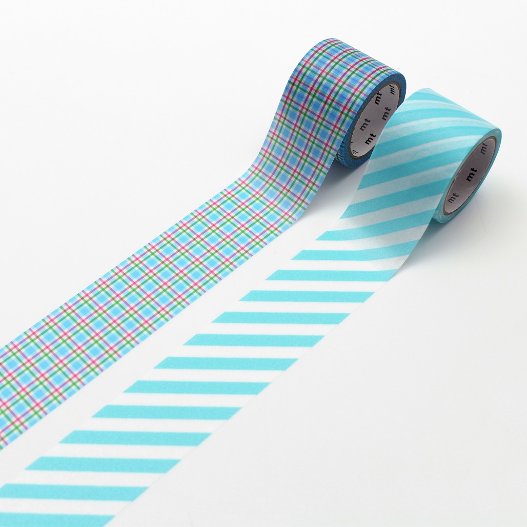 mt Wide Washi Tape Set - Blue Plaid