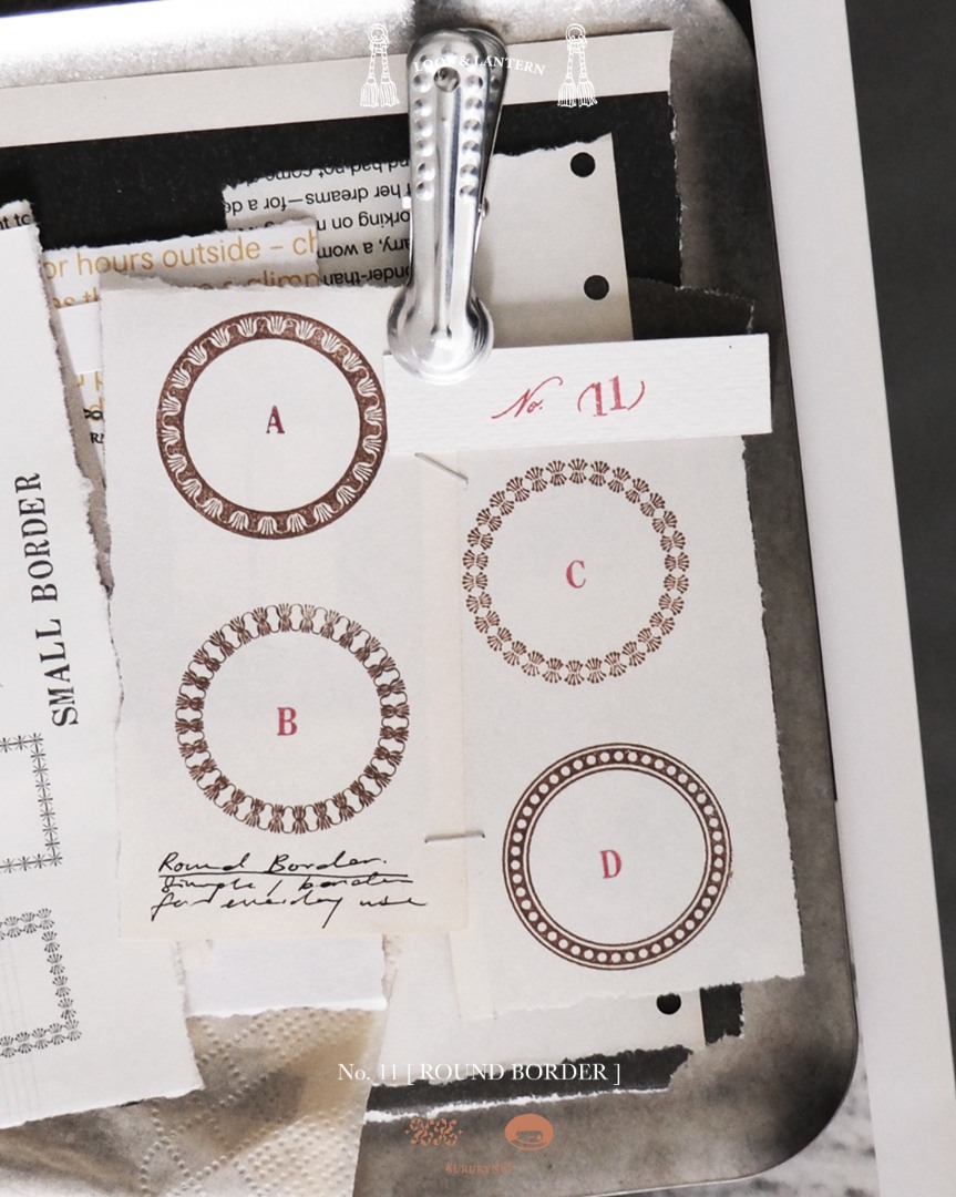 Pre-Order Kurukynki Wooden Rubber Stamp Loop And Lantern - Round Border