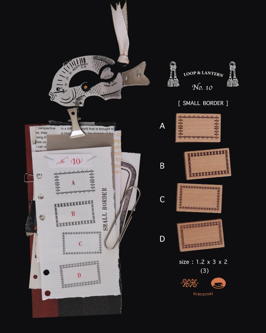 Pre-Order Kurukynki Wooden Rubber Stamp Loop And Lantern - Small Border