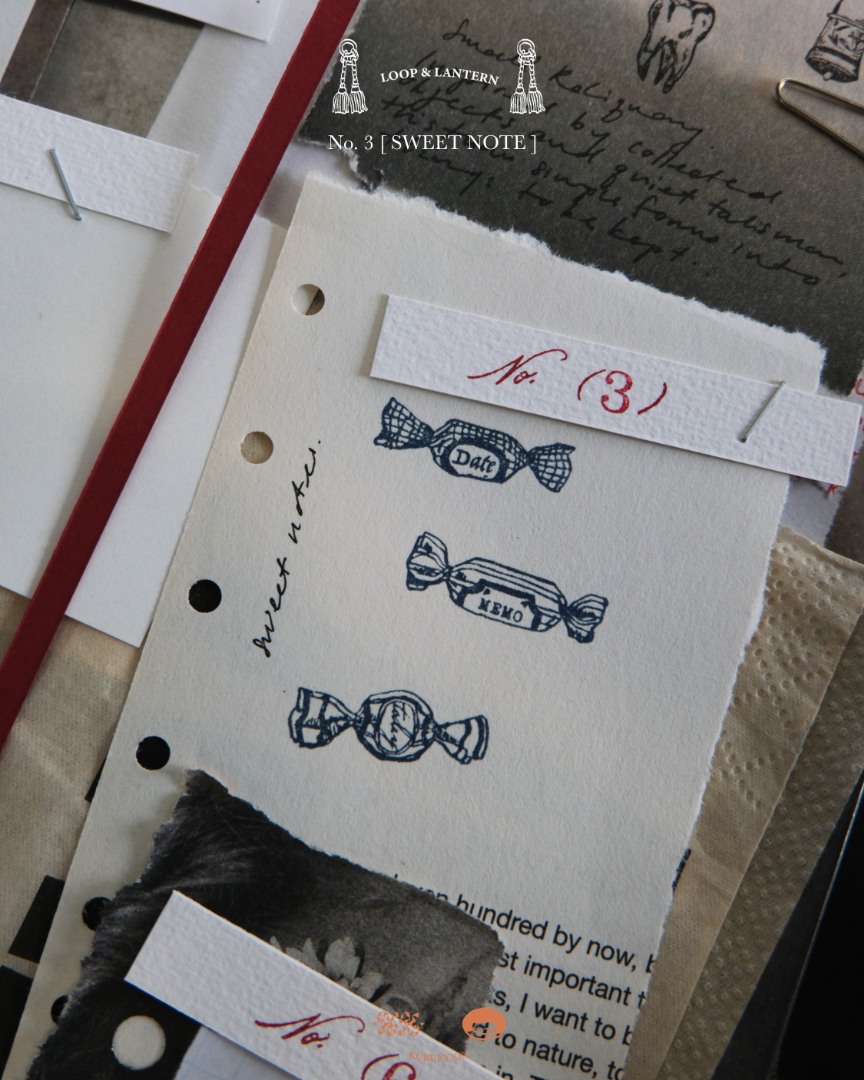 Pre-Order Kurukynki Wooden Rubber Stamp Set Loop And Lantern - Sweet Note