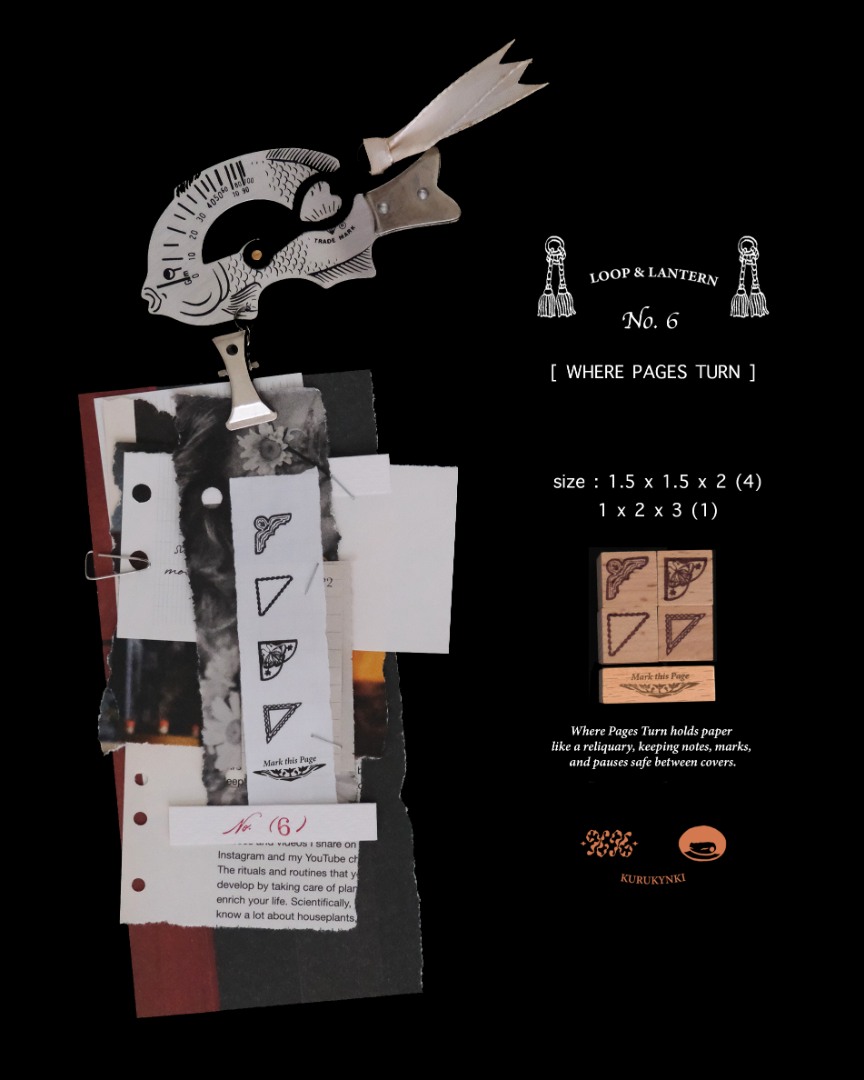 Pre-Order Kurukynki Wooden Rubber Stamp Set Loop And Lantern - Where Pages Turn