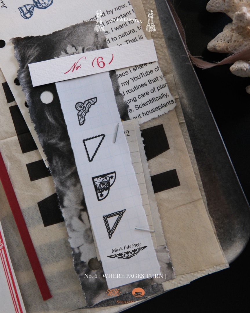 Pre-Order Kurukynki Wooden Rubber Stamp Set Loop And Lantern - Where Pages Turn