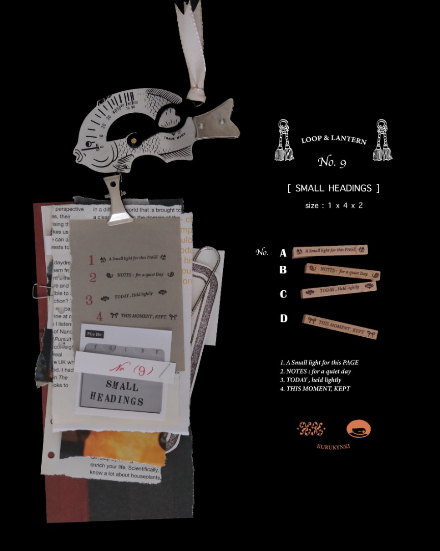 Pre-Order Kurukynki Wooden Rubber Stamp Loop And Lantern - Small Headings