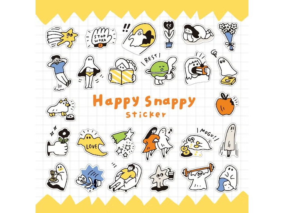 Pre-Order Mindwave Clear Sticker Sheet Happy Snappy 82133 - Yellow