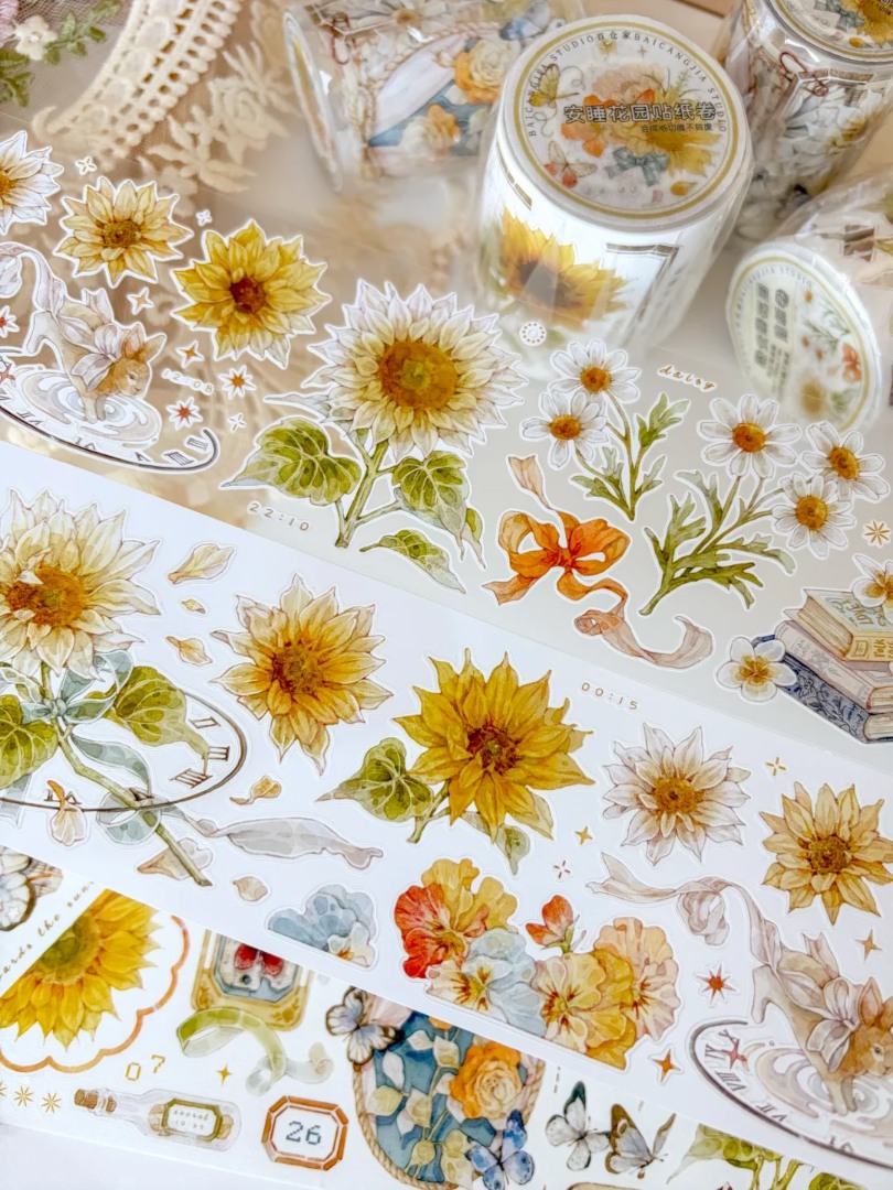 Pre-Order Baicangjia Studio Die-Cut Washi Tape - Peaceful Garden