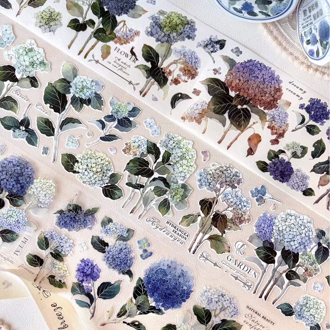 Pre-Order Baicangjia Studio Die-Cut Washi Tape - Hydrangea Garden