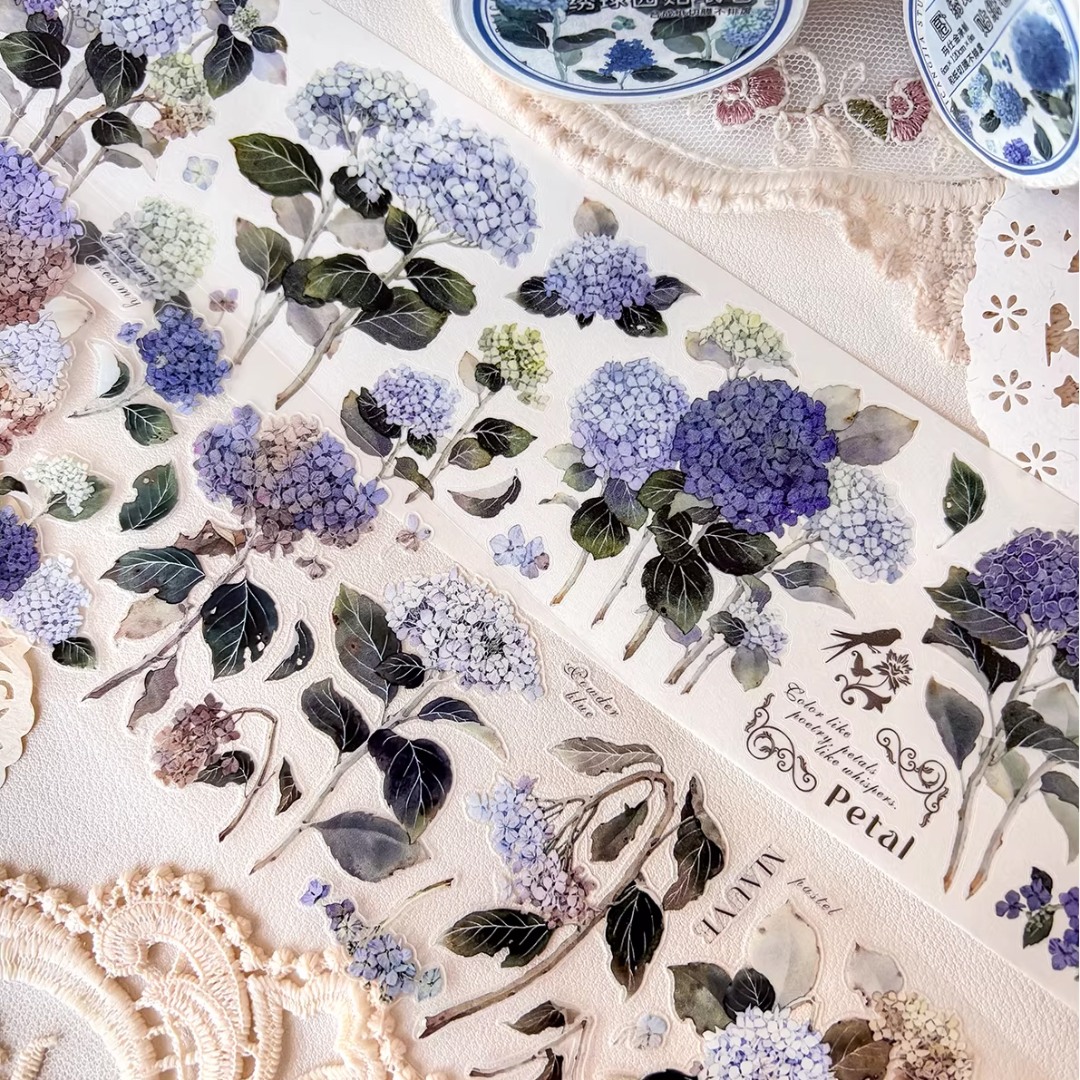 Pre-Order Baicangjia Studio Die-Cut Washi Tape - Hydrangea Garden
