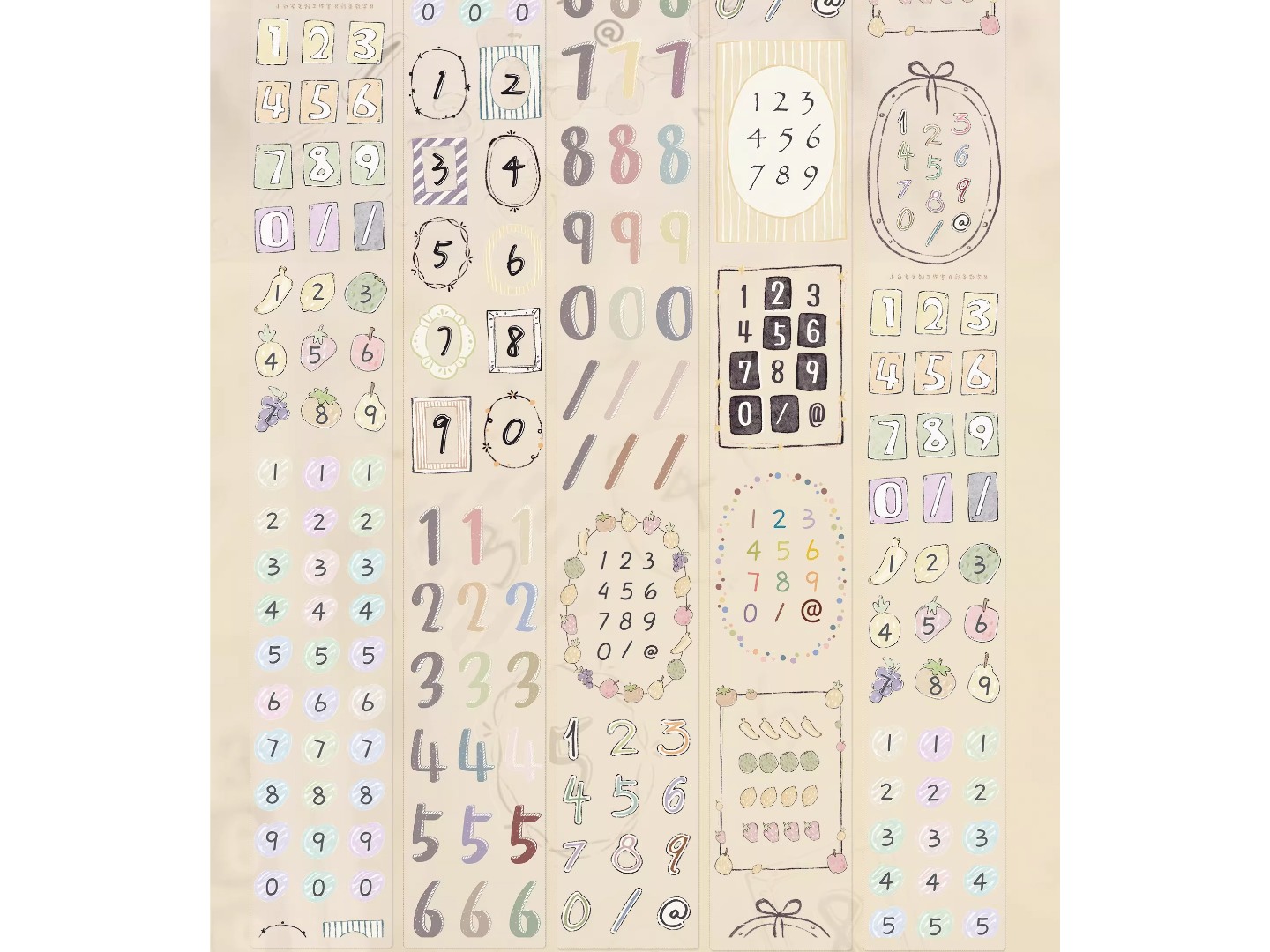 Pre-Order Xiaobaijia Die-Cut Washi Tape - Pastel Number Strips