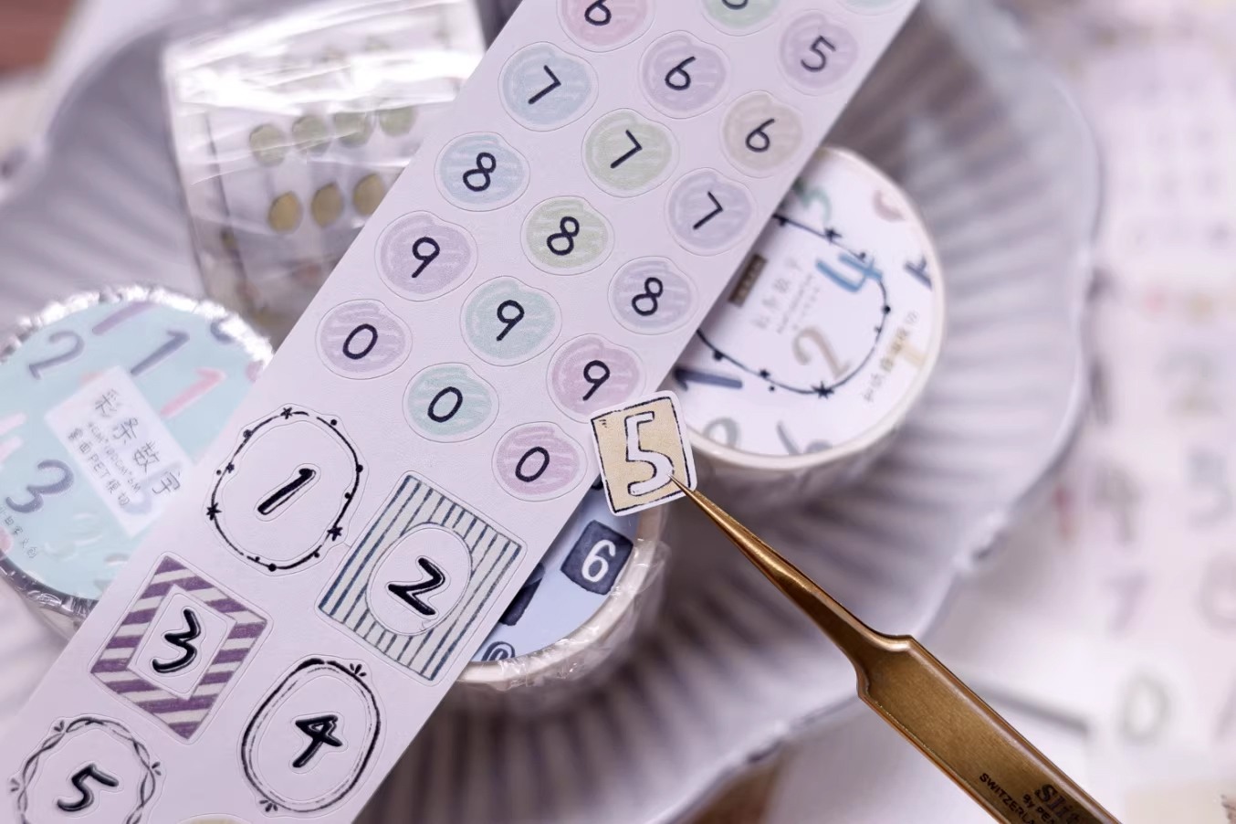 Pre-Order Xiaobaijia Die-Cut Washi Tape - Pastel Number Strips