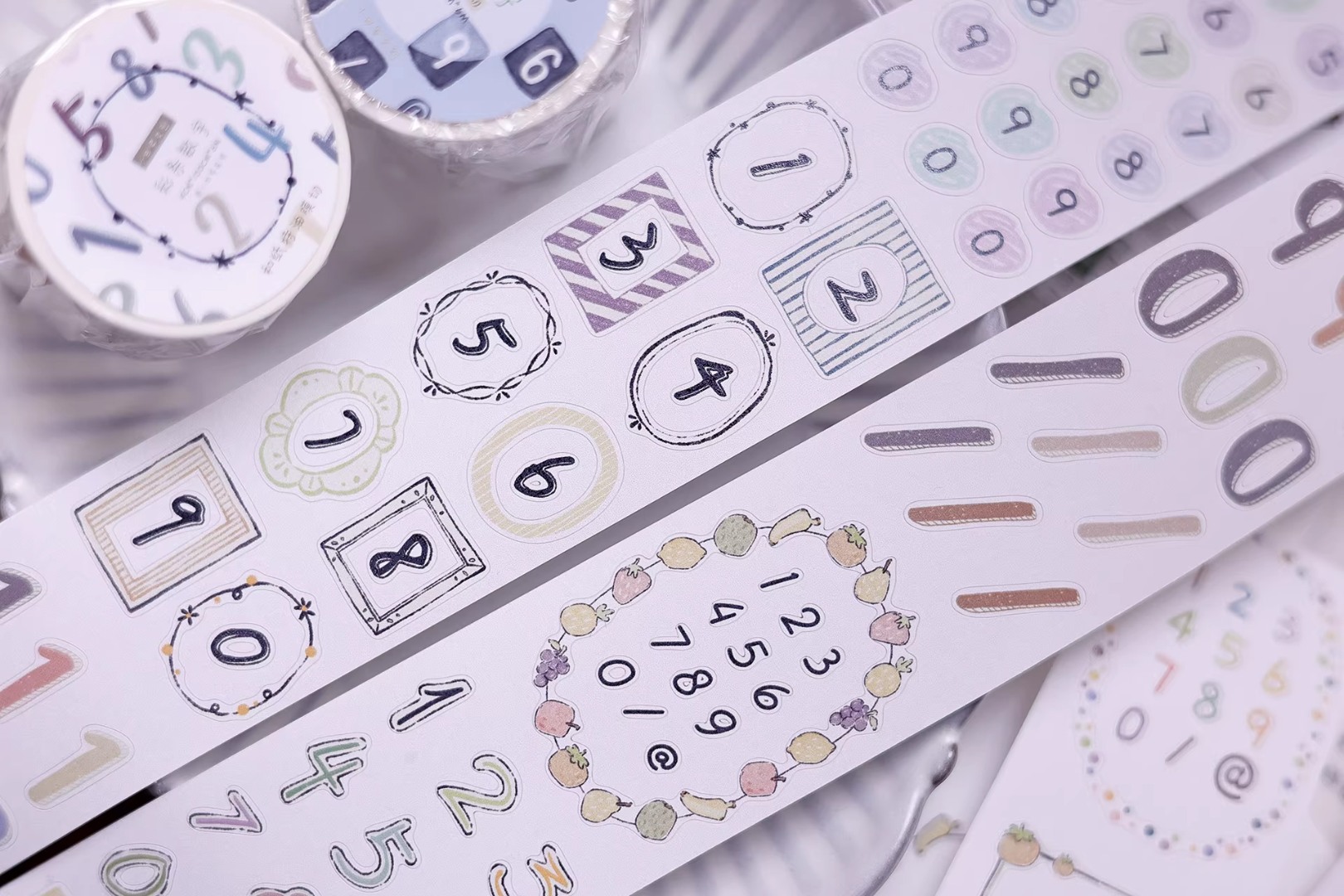 Pre-Order Xiaobaijia Die-Cut Washi Tape - Pastel Number Strips