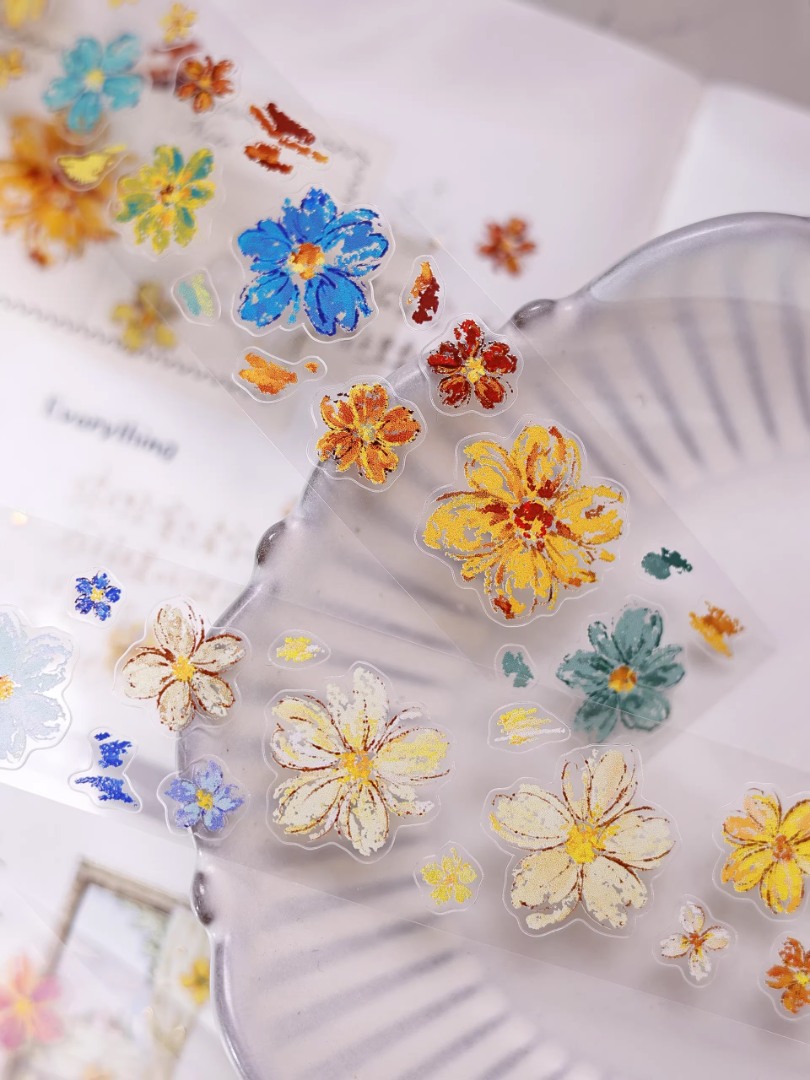 Pre-Order Xiaobaijia Die-Cut Glossy PET Tape - Pastel Flower Town