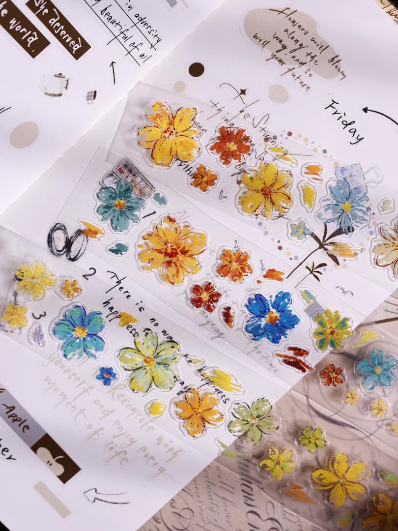 Pre-Order Xiaobaijia Die-Cut Glossy PET Tape - Pastel Flower Town