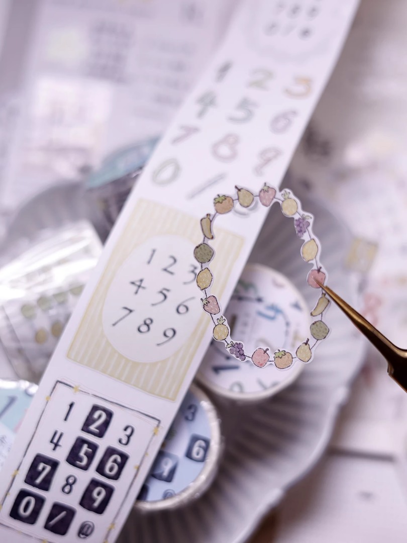 Pre-Order Xiaobaijia Die-Cut Washi Tape - Pastel Number Strips