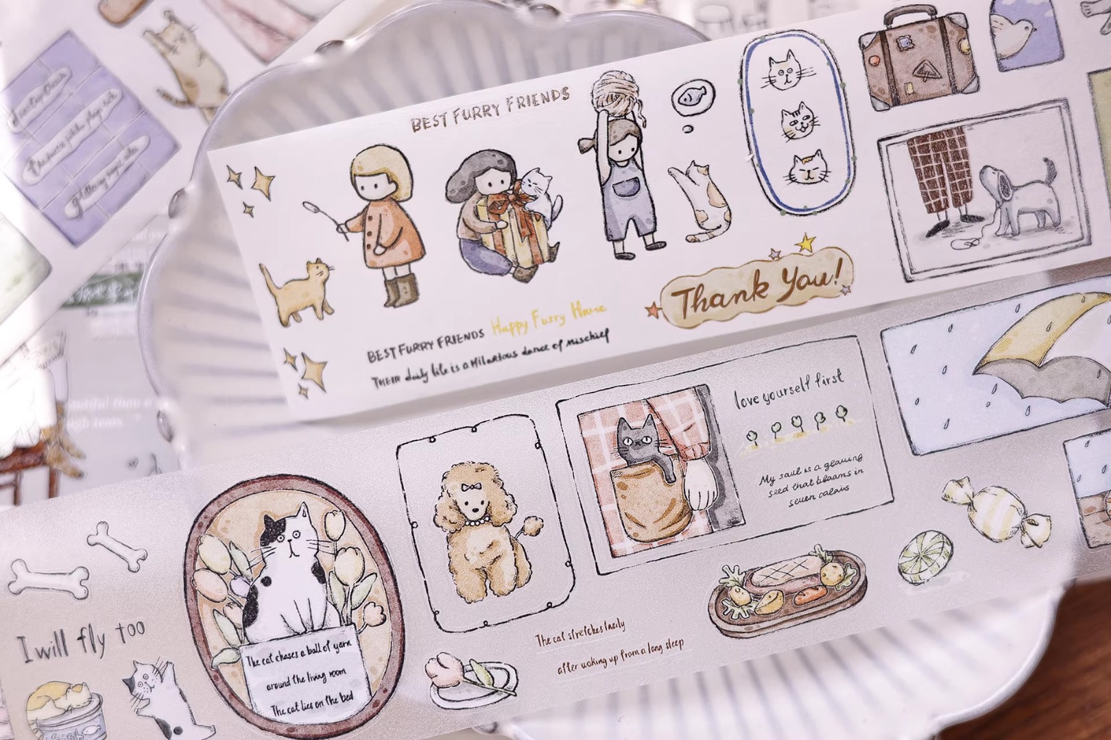 Pre-Order Xiaobaijia Die-Cut Washi Tape - Little Friends Diary